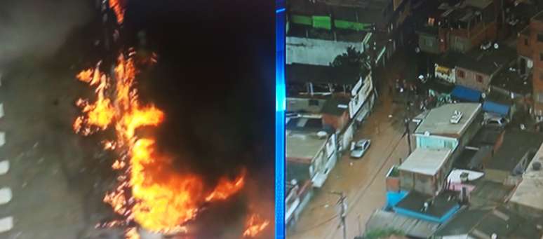 Grupo incendiou ônibus na Parada de Taipas, bairro da zona norte afetado pela forte chuva deste sábado 