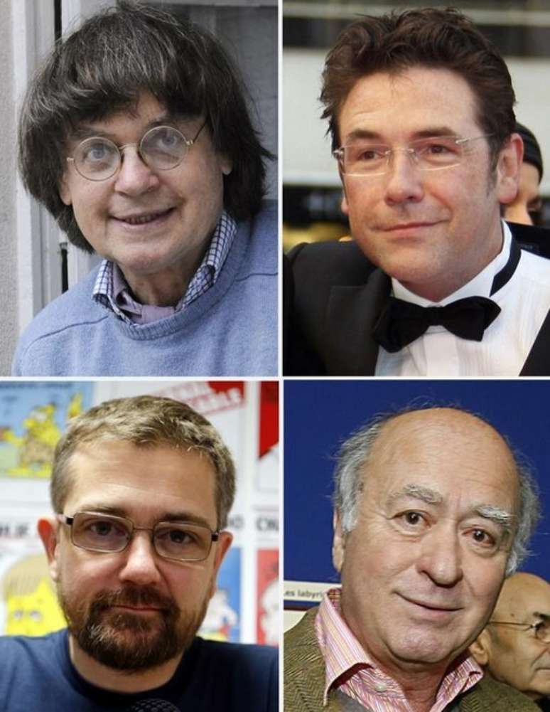 <p>Os quatro cartunistas famosos morreram no ataque desta quarta-feira</p>