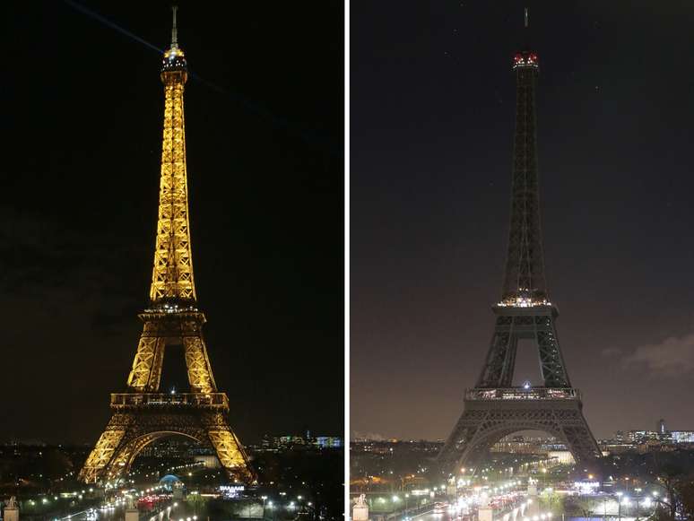 La torre Eiffel de París, uno de los monumentos más emblemáticos del mundo, apagó esta noche sus luces 