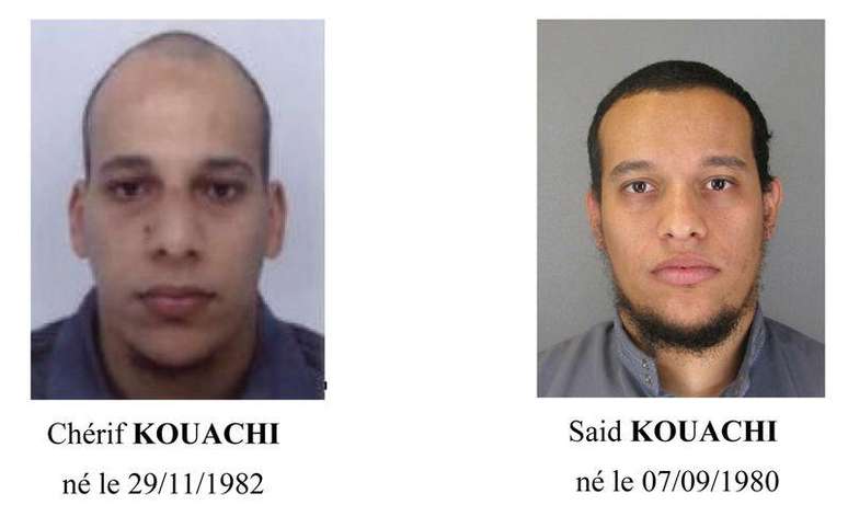 Foto divulgada pela polícia da França dos suspeitos de cometerem ataque ao jornal semanal de Paris Charlie Hebdo, Cherif e Said Kouachi.