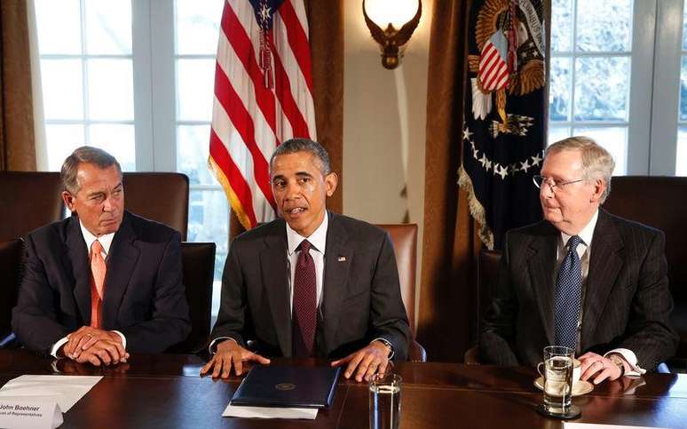 Presidente dos Estados Unidos, Barack Obama, se reúne com líderes do Congresso na Casa Branca, em Washington. 13/01/2015