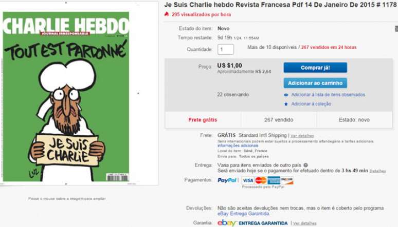 É sério? Charlie Hebdo é vendida por até R$ 34 mil no eBay