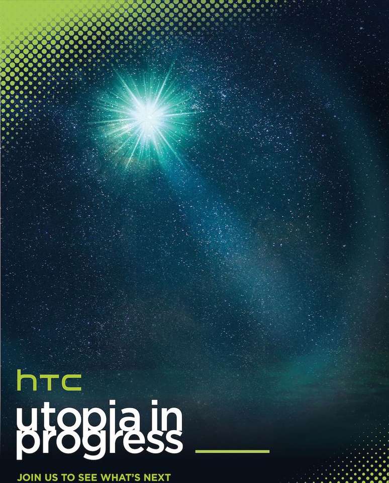 Na imagem, um céu estrelado é exibido, com um feixe de luz em destaque e a frase "utopia in progress"