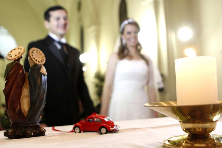 Miniatura de fusca participou do casamento de Anderson