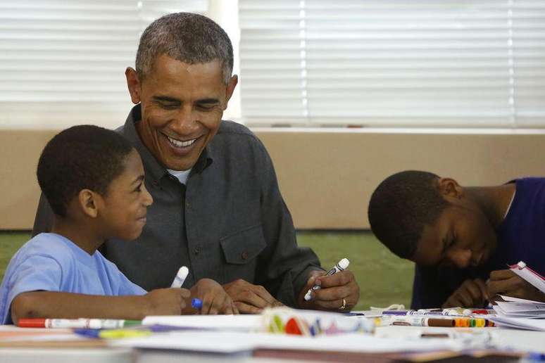 Presidente dos Estados Unidos, Barack Obama, participa de projeto de alfabetização de crianças em Washington. 19/01/2015