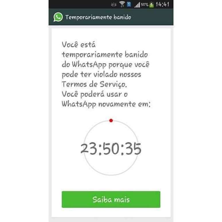 <p>A mensagem de bloqueio aparece no alto da tela temporariamente banido</p>