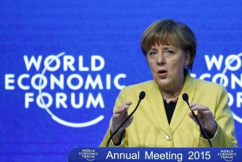 Chanceler alemã, Angela Merkel, faz discurso no Fórum Econômico Mundial em Davos. 22/01/2014