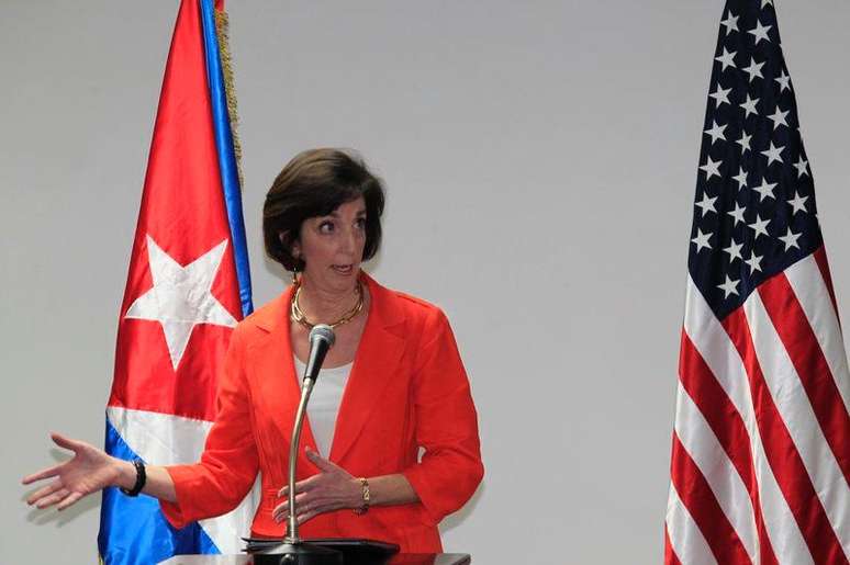 Secretária-assistente de Estado dos EUA, Roberta Jacobson, durante entrevista coletiva em Havana. 22/01/2015