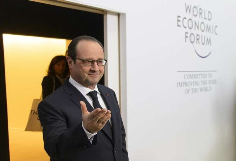 Presidente francês, François Hollande, em Davos. 23/01/2015