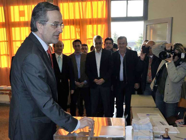 <p>Líder do Nova Democracia, Antonis Samaras</p>
