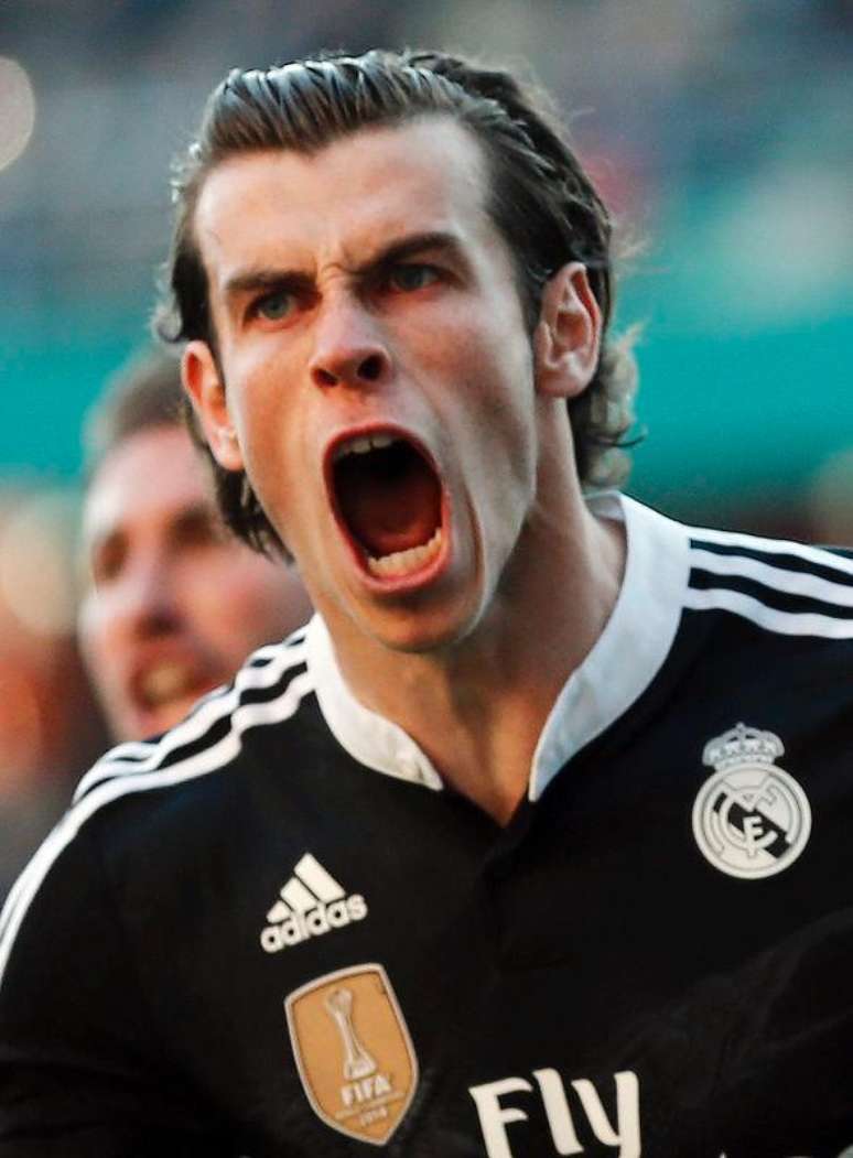 Real Madrid's Gareth Bale celebrates after scoring against Cordoba during their Spanish First Division soccer match at El Arcangel stadium in Cordoba, January 24, 2015.