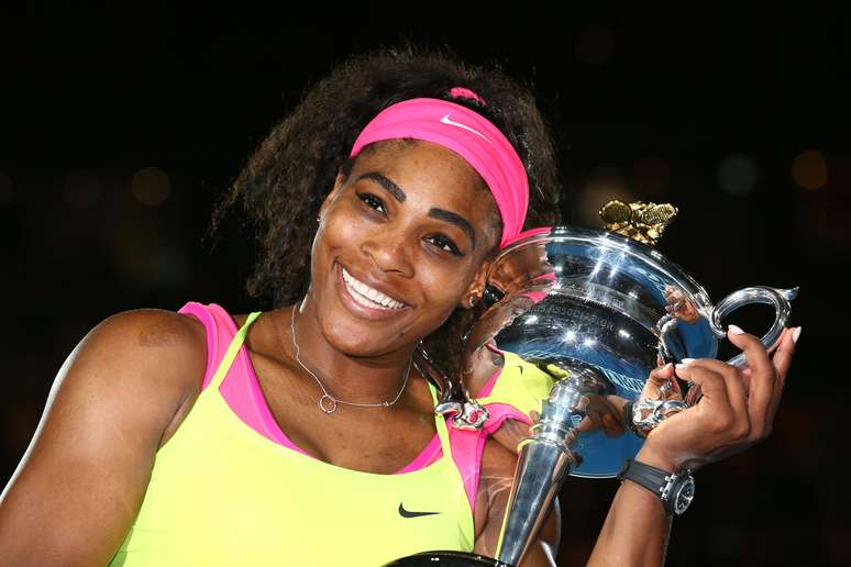 Serena Williams comemora a conquista do Aberto da Austrália