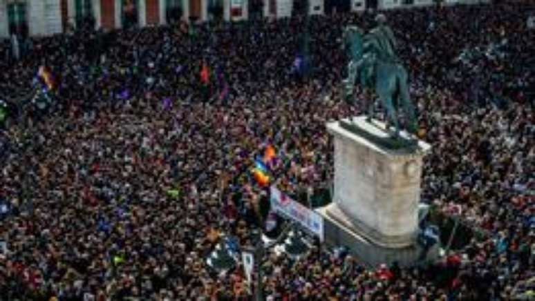 Ato do partido Podemos em Madri em 31 de janeiro de 2015 | Foto: Getty