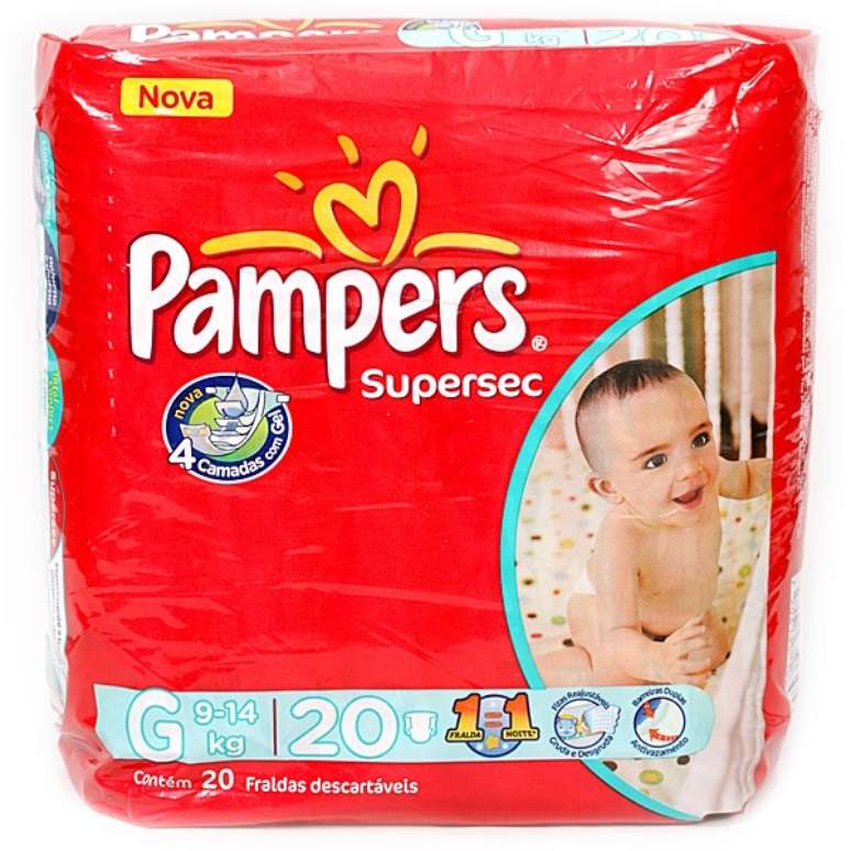 Pacote com 20 fraldas da Pampers