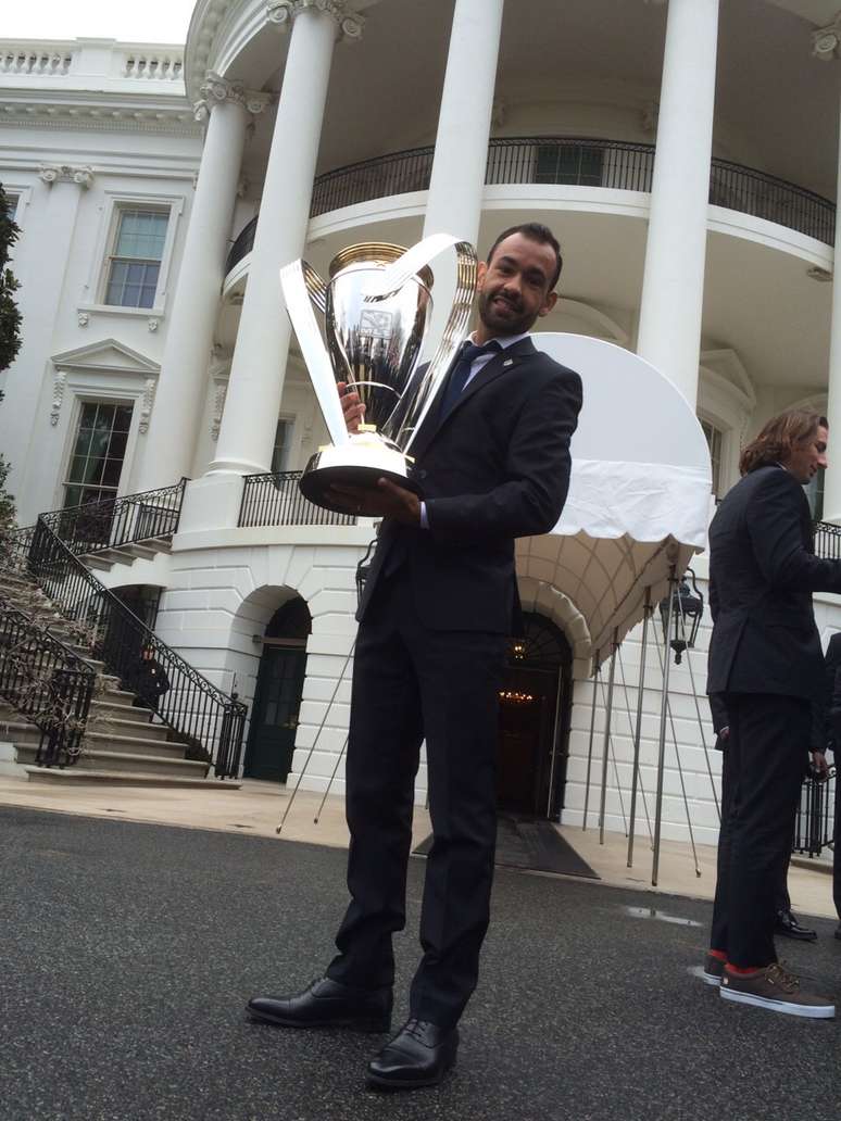 Brasileiro Juninho visitou a Casa Branca com o campeão LA Galaxy