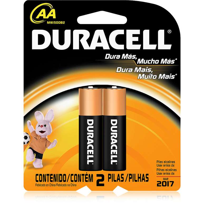 Pacote com duas pilhas Duracell AA