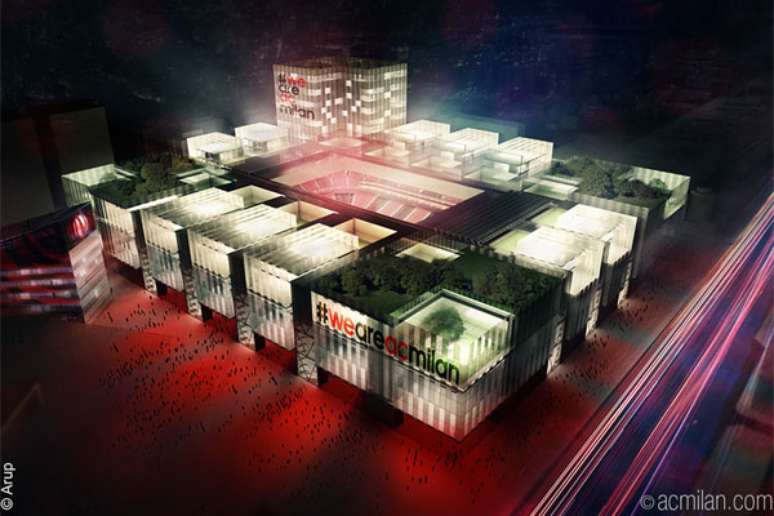 Imagem do projeto de estádio do Milan, que será construído na área de Portello, em Milão, com previsão de inauguração para a temporada 2018/2019 