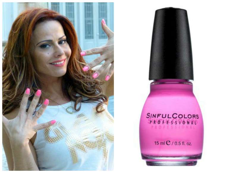 Naná (Viviane Araújo), de Império, aparece em nono lugar com esmalte rosa. Trata-se da cor 920 da marca SinfulColors, que não comercializa seus produtos oficialmente no Brasil