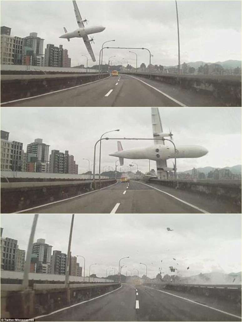 <p>Imagens mostram momento em que veículo é atingido</p>