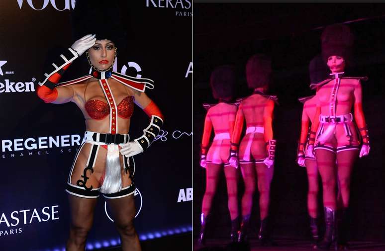 <p>Fantasia da apresentadora foi inspirada nos trajes de show do cabaré francês Crazy Horse</p>