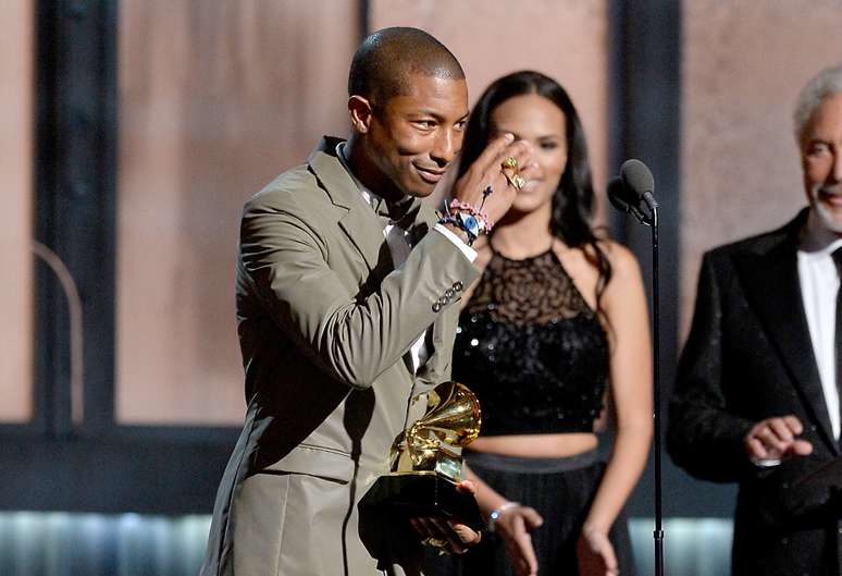 <p>Pharrell Williams durante o Grammy 2015</p>