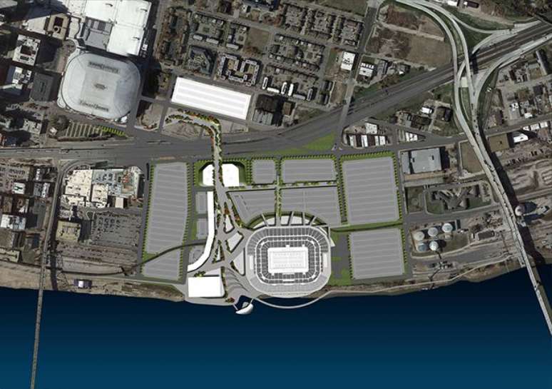 <p>Novo estádio dos Rams ficaria a alguns metros do Edward Jones Dome</p>
