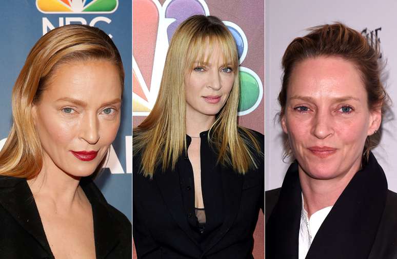 O poder da maquiagem! Compare a atriz Uma Thurman em suas três últimas aparições públicas deste ano