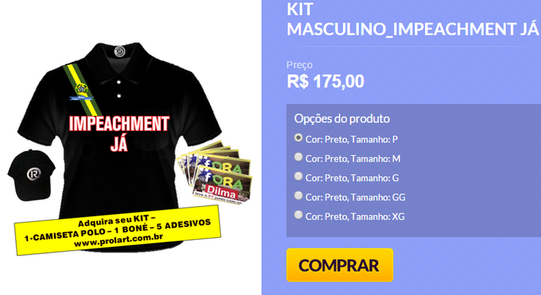 Kit criado pelo grupo Revoltados Online e vendido na internet