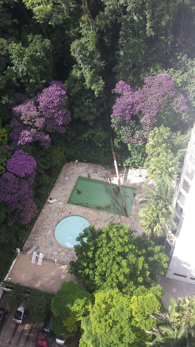 Leitor afirmou que, por sorte, a piscina estava vazia no momento da queda
