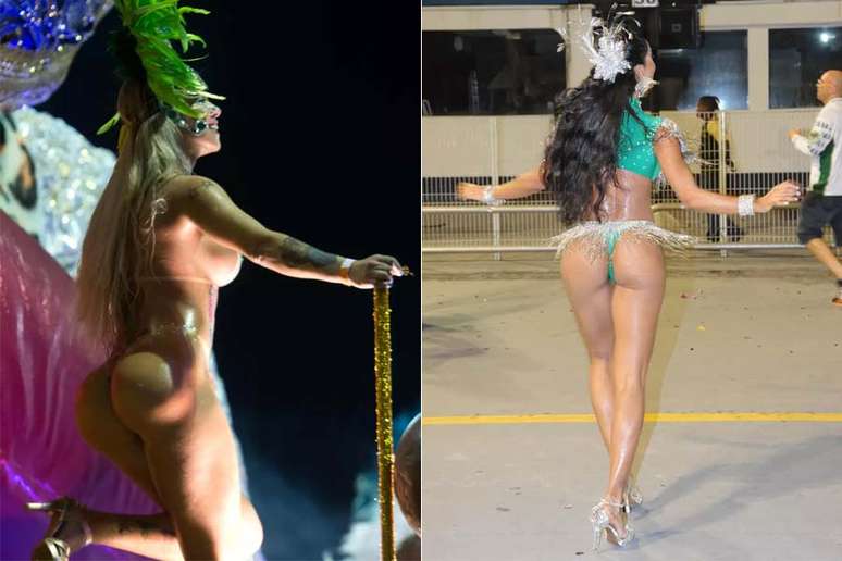 <p>Renatinha Pinheiro (&agrave; esq.)&nbsp;e Aline Bernardes (&agrave; dir.)&nbsp;chamaram aten&ccedil;&atilde;o pelos bumbuns avantajados</p>