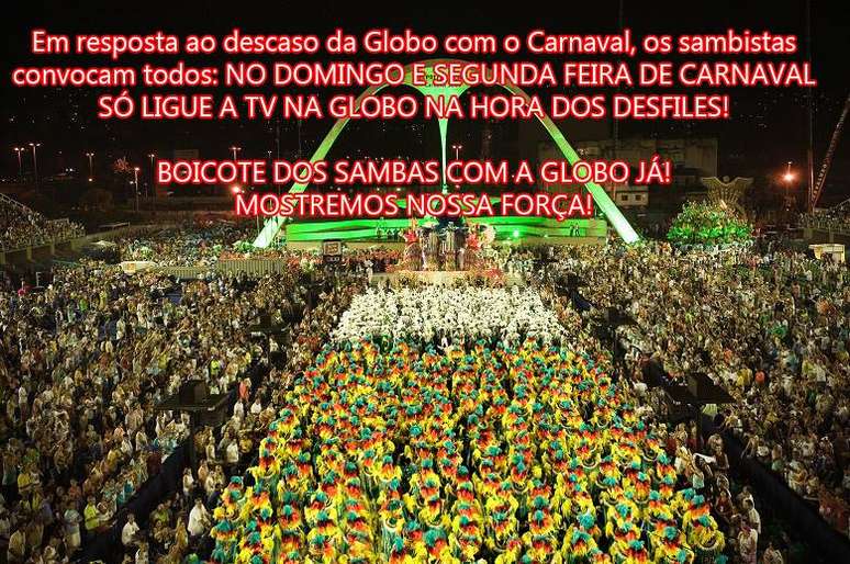 Internautas criticam a Globo por não transmitir ao vivo os desfiles de Viradouro e São Clemente