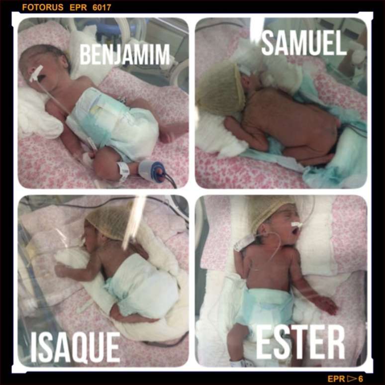 Benjamim, Samuel, Isaque e Ester est&atilde;o internados desde o dia 7 de fevereiro para ganhar peso