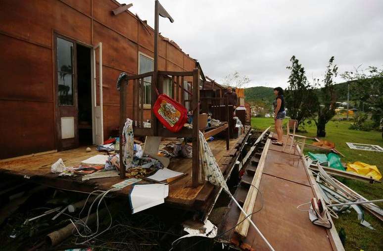 Casa destruída por passagem do ciclone na cidade de Yeppoon, na Austrália. 20/02/2015