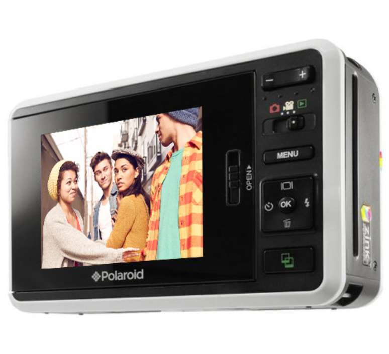 <p>A Polaroid Z2300 pesa 200 gramas e possui microfone para gravar e reproduzir vídeos em 720 pixels em sua tela</p>