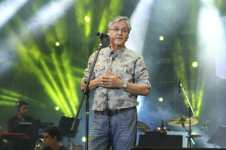 Caetano Veloso cantou no show em homenagem aos 450 anos do Rio de Janeiro, realizado na noite desse sábado (28), na Quinta de Boa Vista