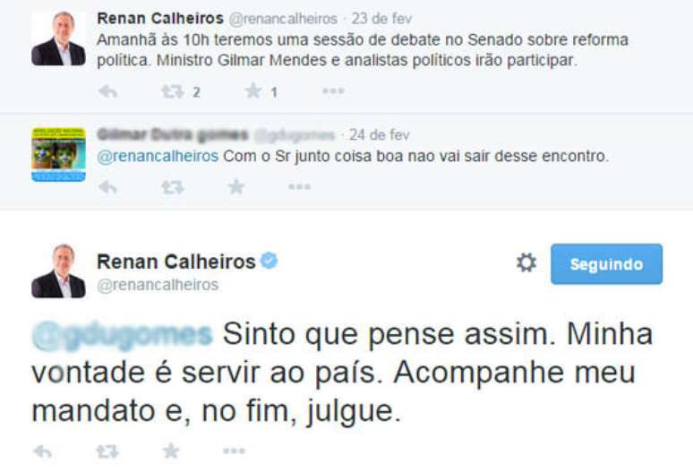 Renan e Cunha esbanjam simpatia. Pelo menos no Twitter