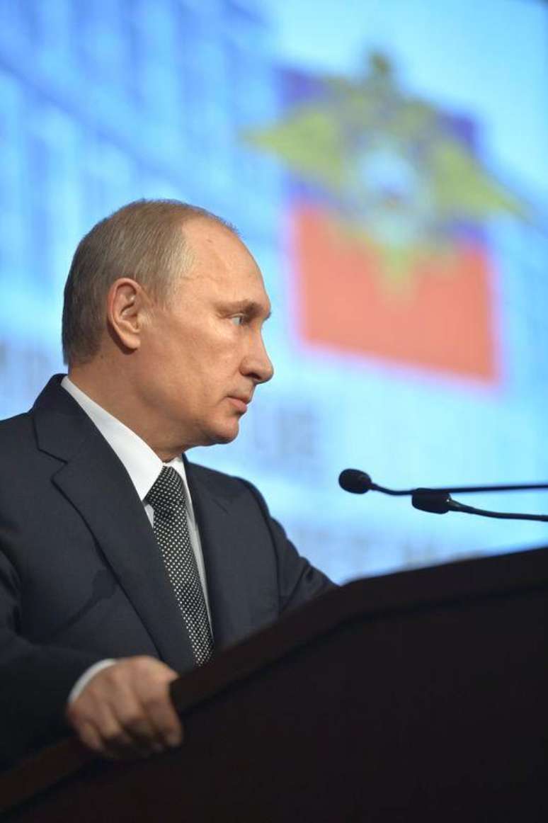 Presidente russo, Vladimir Putin, discursa em Moscou. 04/03/2015