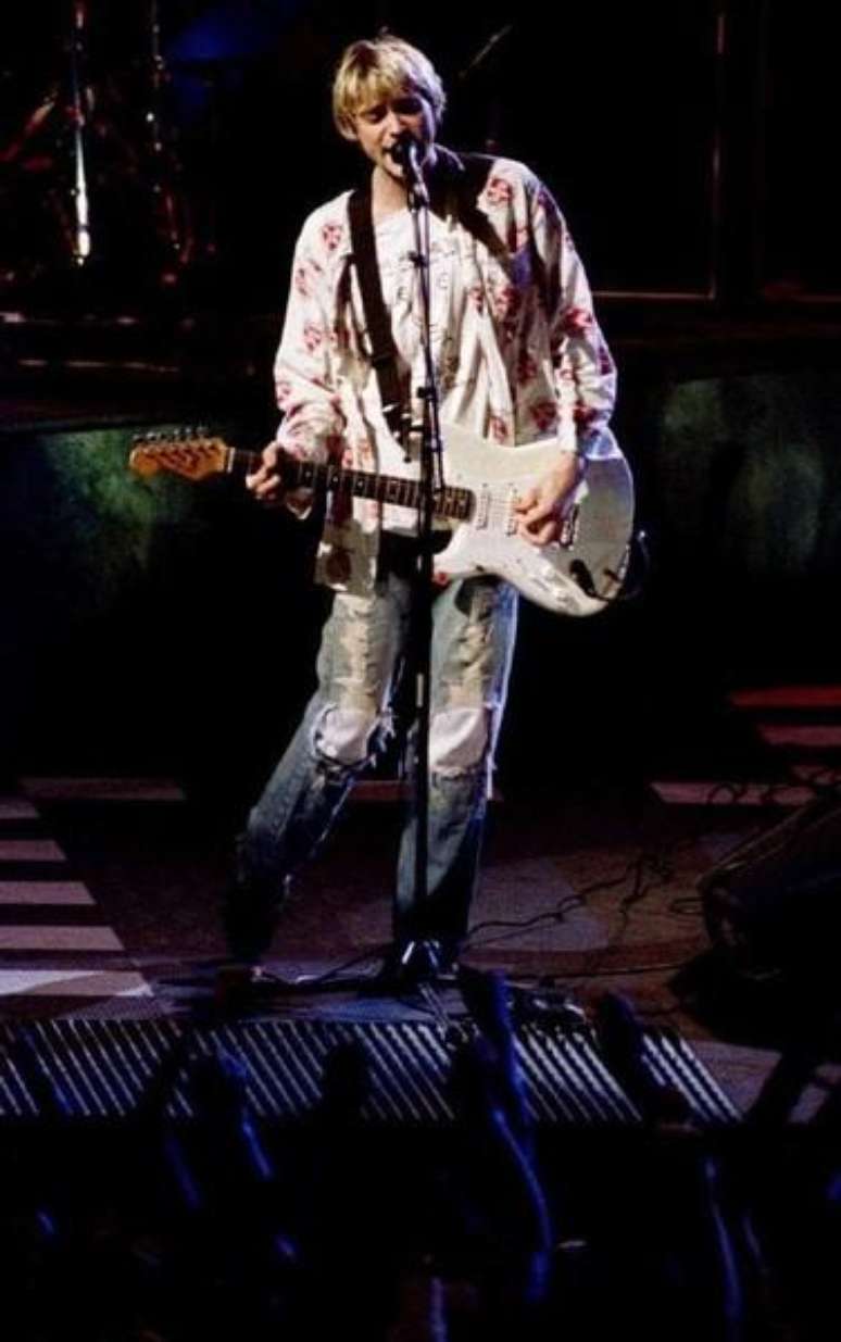 Foto de arquivo de Kurt Cobain, durante apresentação em Los Angeles. 08/04/1994