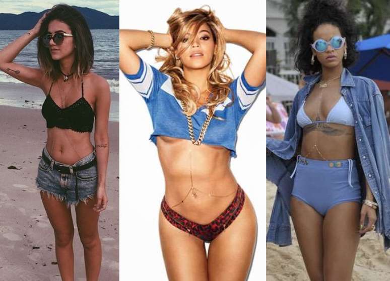 Manu Gavassi, Beyoncé e Rihanna usando a body chain