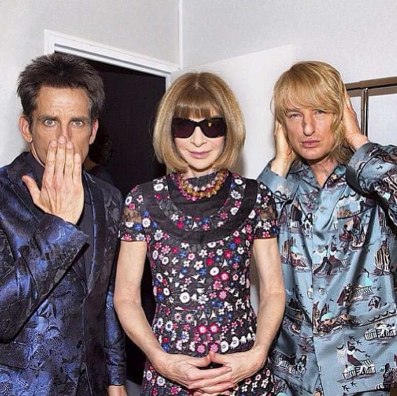 Ben Stiller e Owen Wilson entre Anna Wintour