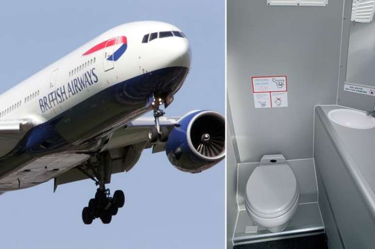 A tripulação informou aos passageiros que havia acontecido um problema com um excremento fecal líquido em um dos banheiros