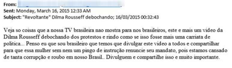 <p>Imagem do e-mail enviado com o trojan bancário</p>