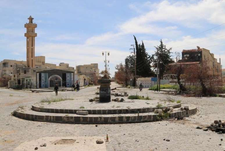 Vista da cidade síria de Bosra al-Sham após rebeles tomarem controle do local. 25/03/2014.