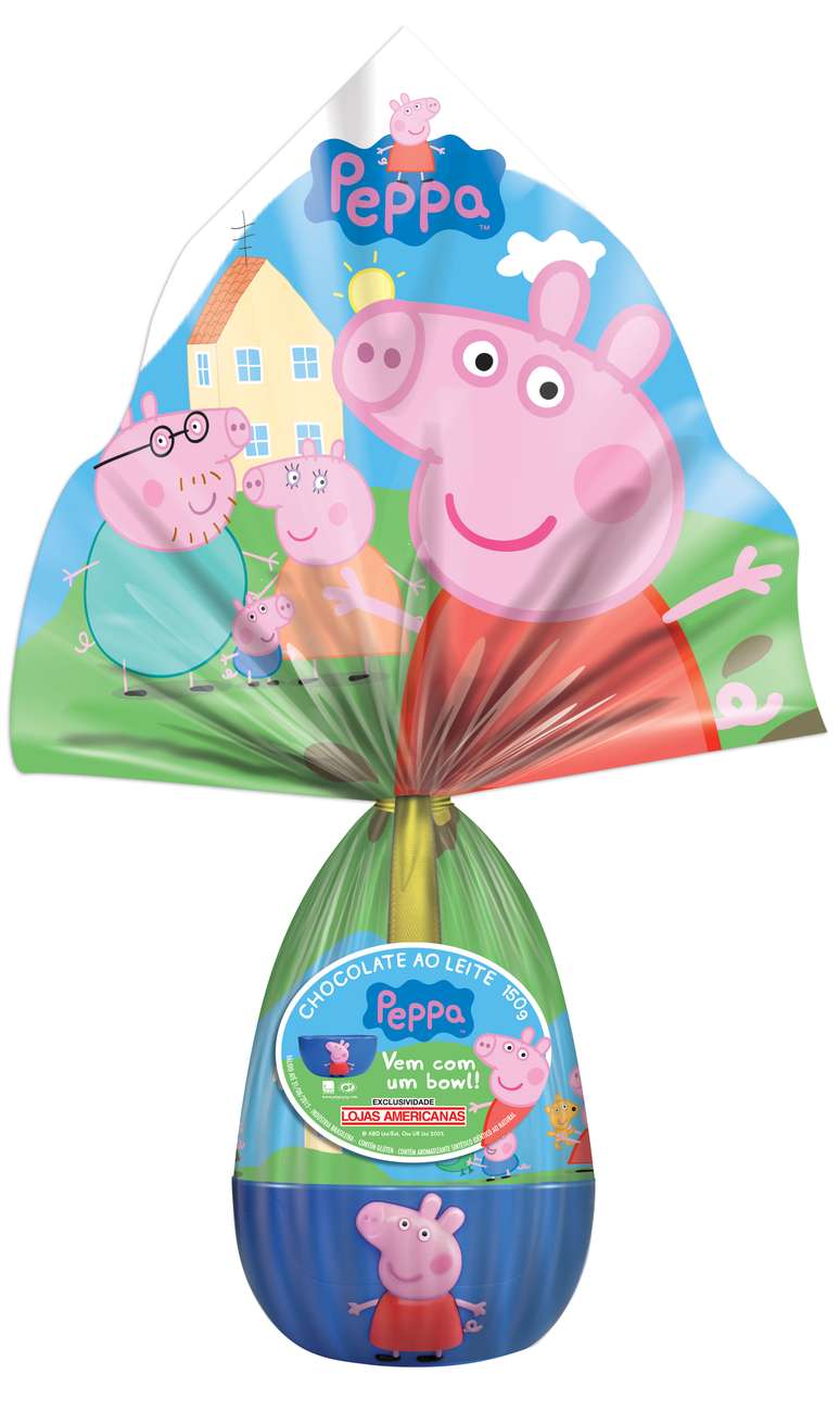 Outra opção da Top Cau é o ovo de 150 g da Peppa Pig. Preço: sob consulta.  Informações: www.topcau.com.br