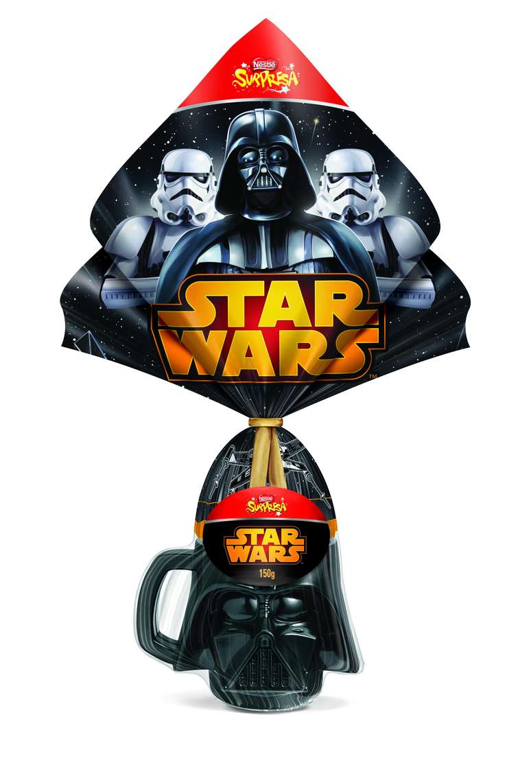 A novidade da Nestlé é o Ovo Star Wars, que vem com uma com uma caneca do Darth Vader ou Stormtrooper. Preço: R$ 30,50 (150 g). Informações: www.nestle.com.br
