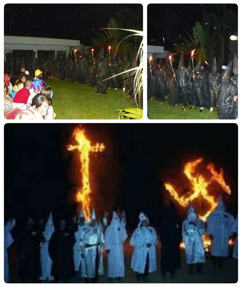 Imagem comparando a festa (duas superiores) com a seita (imagem inferior) foi compartilhada no Facebook
