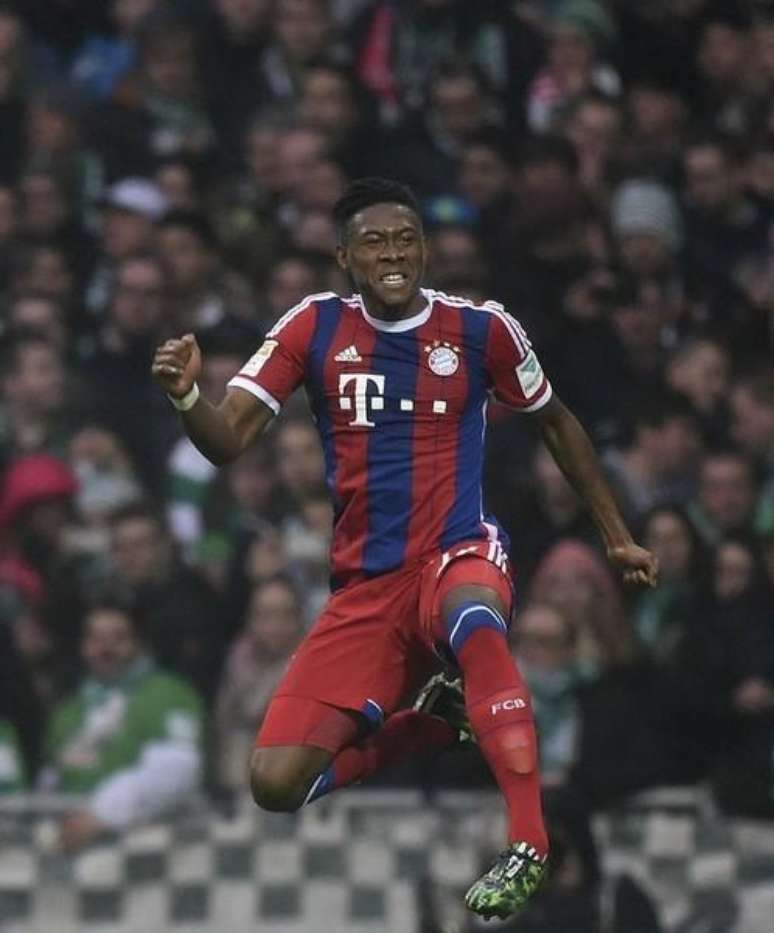 Alaba comemorando gol em partida contra o Werder Bremen.  14/03/2015