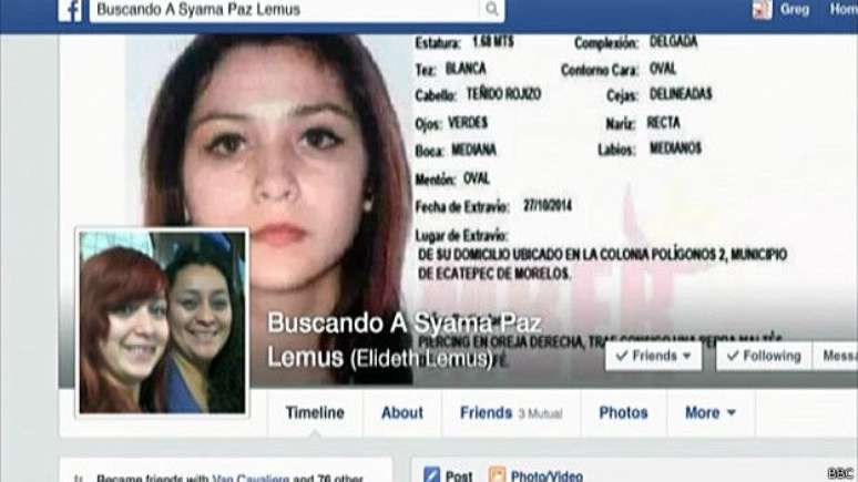 Neida Lemus conseguiu a atenção das autoridades cinco meses após o desaparecimento da filha, ao abrir página no Facebook