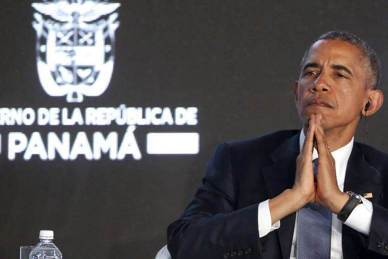 Presidente dos Estados Unidos, Barack Obama, durante encontro com líderes empresariais na Cúpula das Américas, realizada na Cidade do Panamá. 10/04/2015