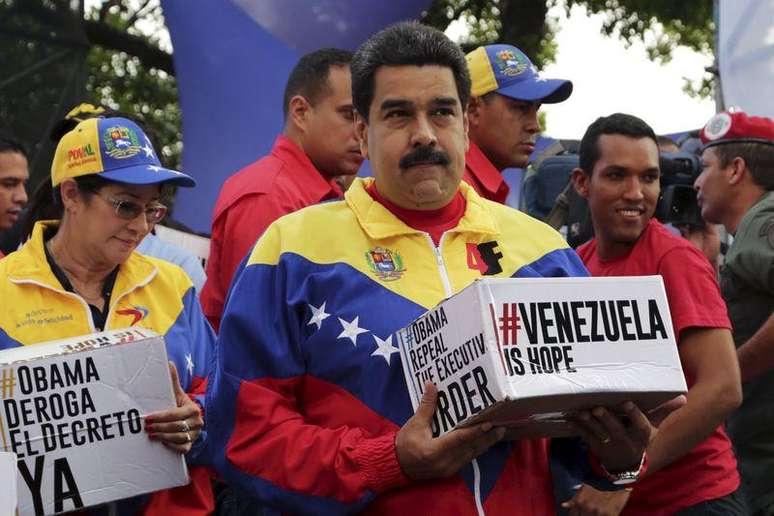 Presidente da Venezuela Nicolás Maduro durante comício em Caracas. 09/04/2015